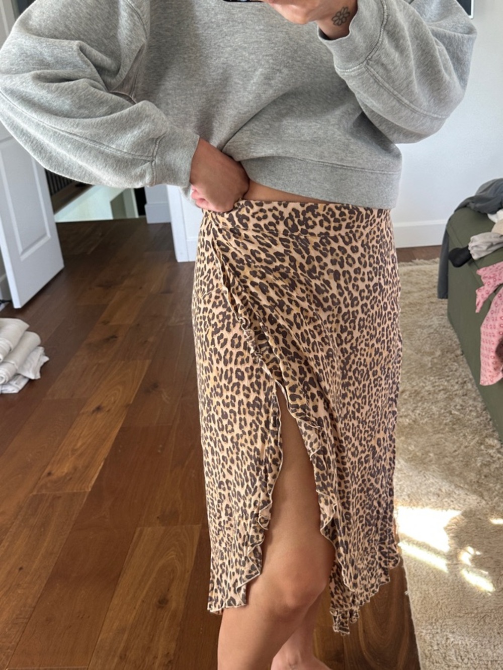 Faithfull the Brand Leopard Print Midi Skirt in Brown/Tan